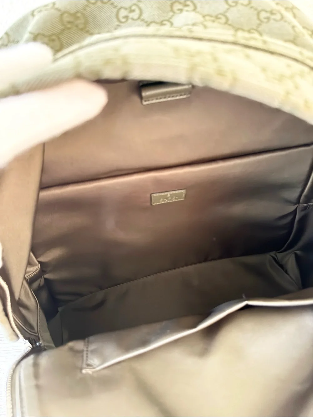 New Gucci GG Monogram Canvas men medium backpack, olive green